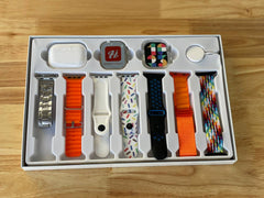 Conjunto 10 em 1 | 1 Smartwatch + 1 AirPods + 7 Braceletes + 1 Proteção + 1 Carregador