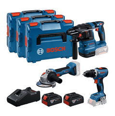 Bosch GSR 18V-65 + GWS 18V Kit de 3 Ferramentas 18V com 3 L-Boxx + 2 Bat. 5.0Ah