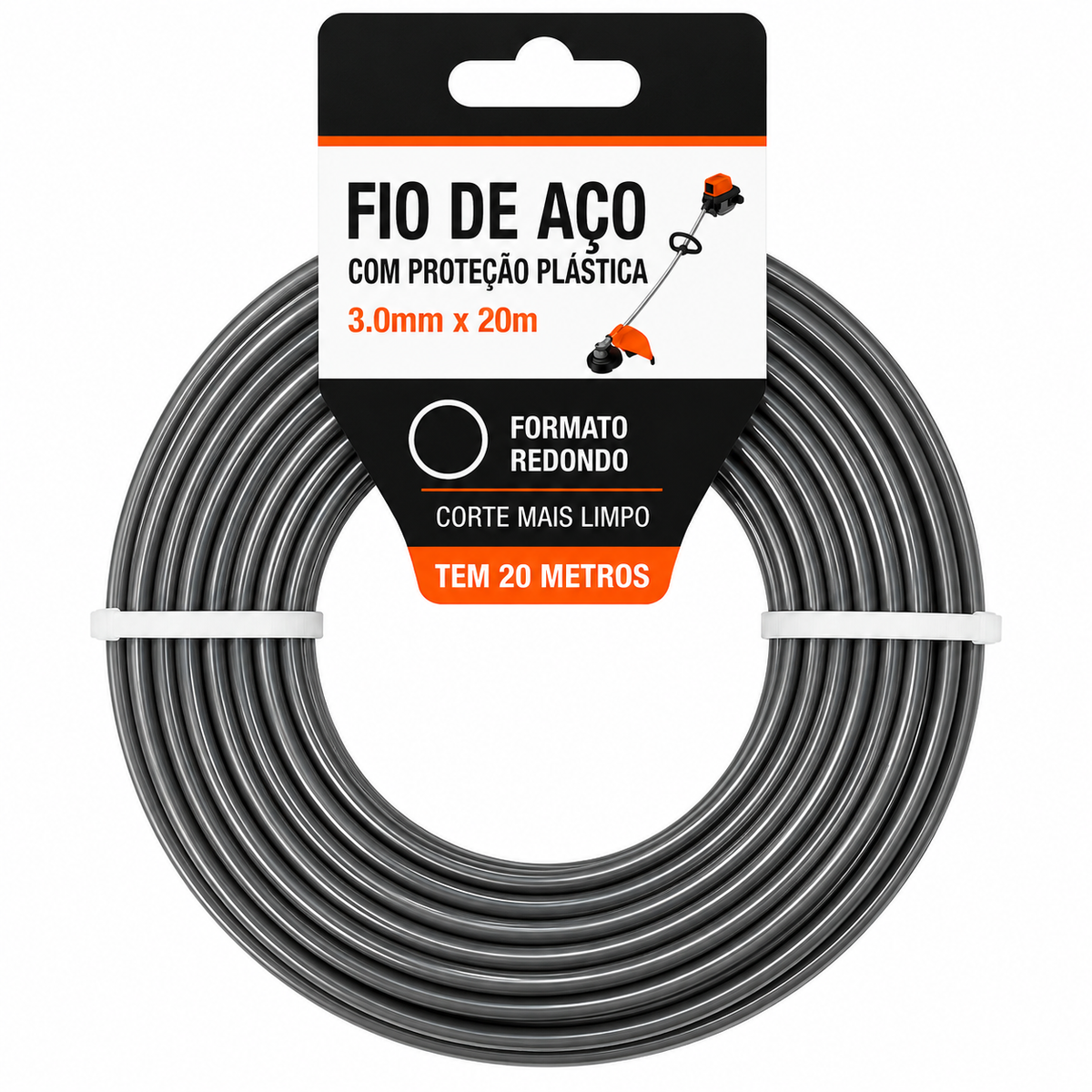 Fio de Aço com Proteção Plástica 3,0 mm Redondo — 20 Metros